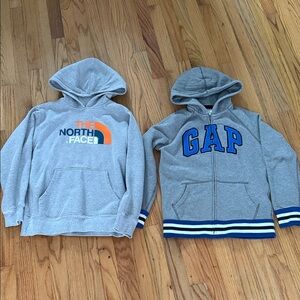 The North Face Gray and Orange Kids Hoodie & Gap Zip up Hoodie